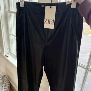 Zara Black Faux Leather Pants